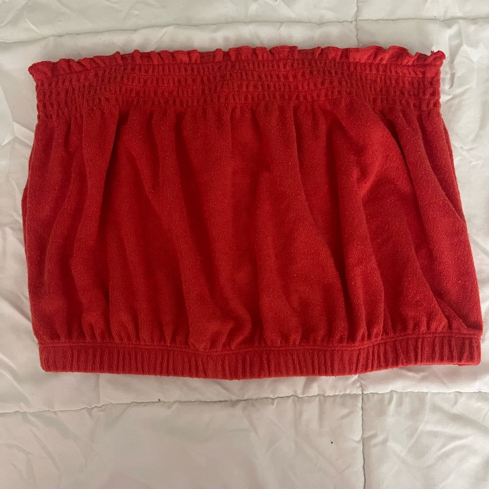 Sky and Sparrow Red Orange Terry Strapless Top PC